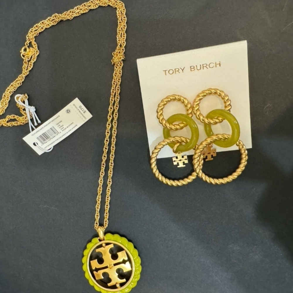 Tory Burch Authentic Necklace & Earring Bundle,  BNWT